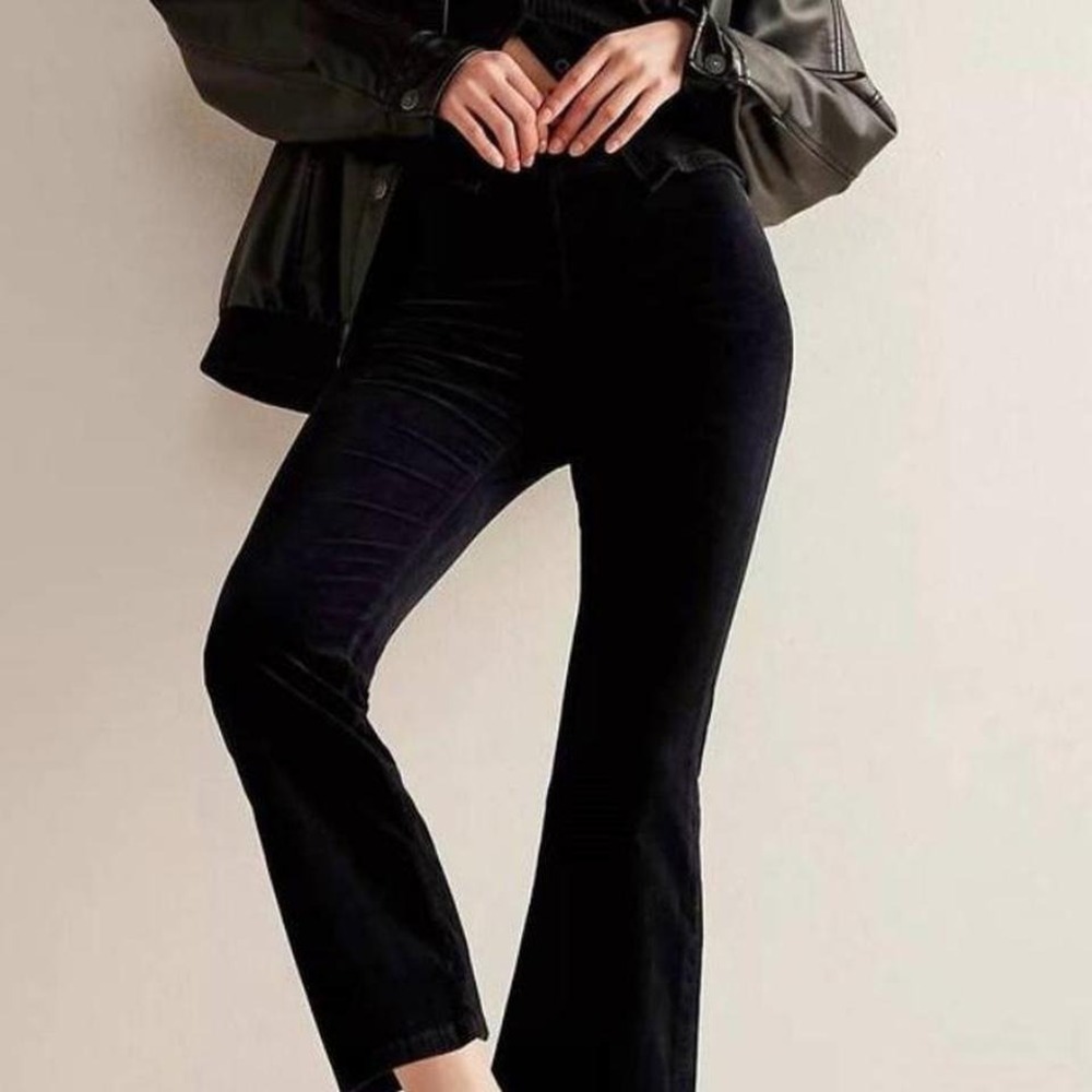 Free People in my feelings velvet slim flare black pants